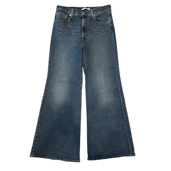 Levi's Ribcage Bell High Rise Zip Fly Wide Leg Flared Denim Jeans Blue Size 31 - Picture 1 of 8